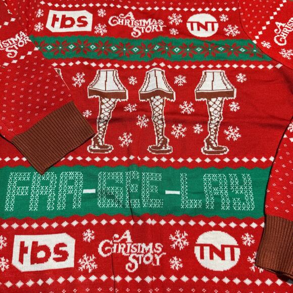 Tipsy Elves A Christmas Story Ugly Sweater, Leg Lamp Fra-Gee-Lay, Size XL, NWT - Picture 2 of 4